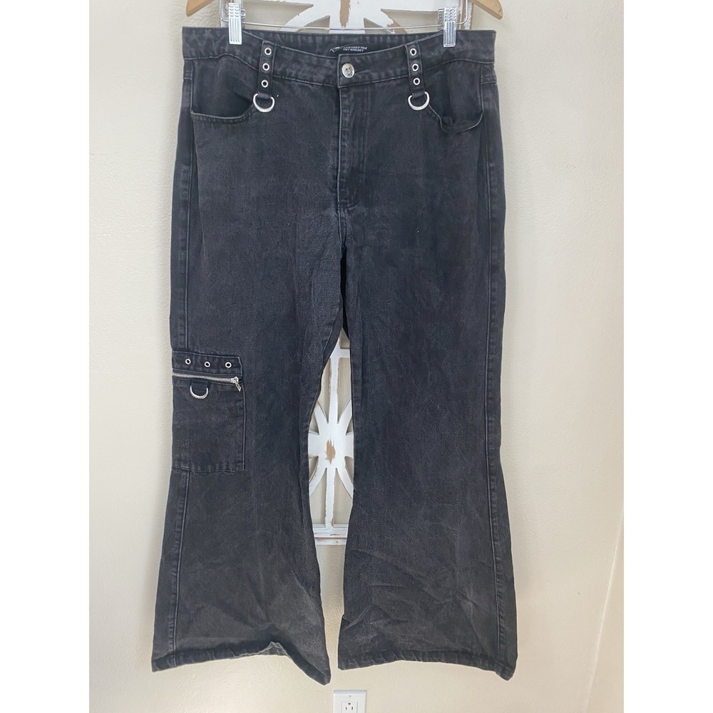 Killstar Black Wide Leg Gothic Y2k Style Womens Jeans Size 31x32 *J187
